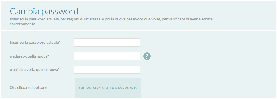 Modulo per il cambio della password