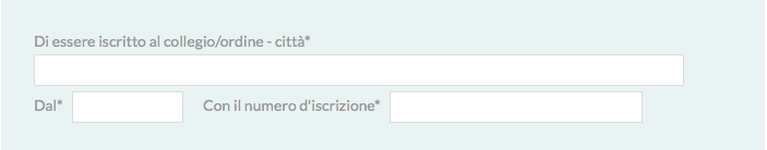 Modulo per l'inserimento del collegio/ordine cui si è iscritti