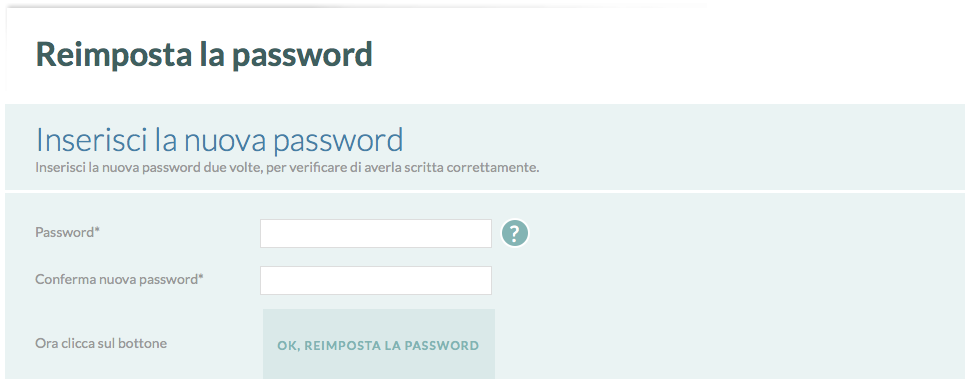 Modulo per il reset della password